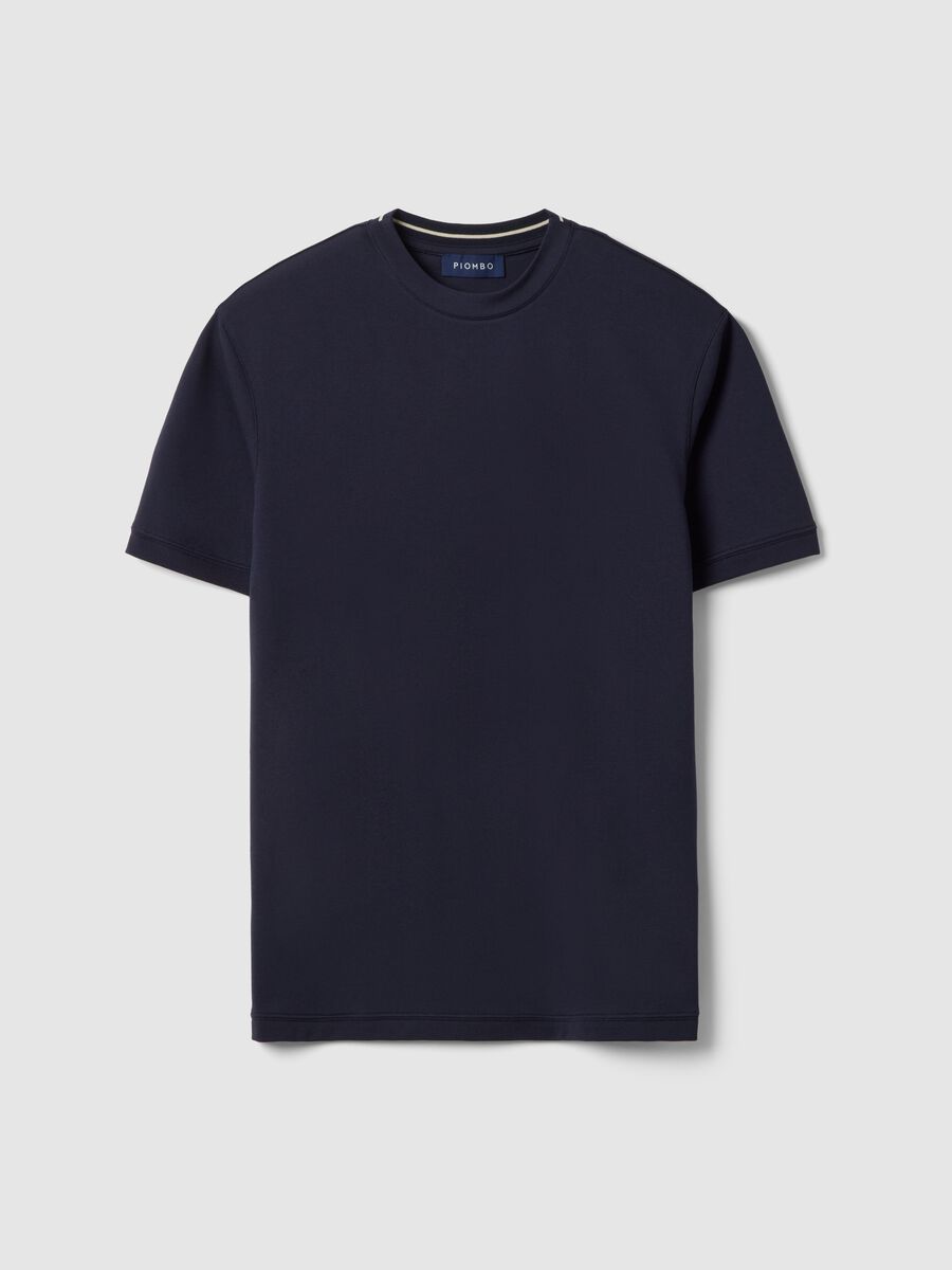 Blue relaxed fit crew neck t-shirt in stretch cotton_4
