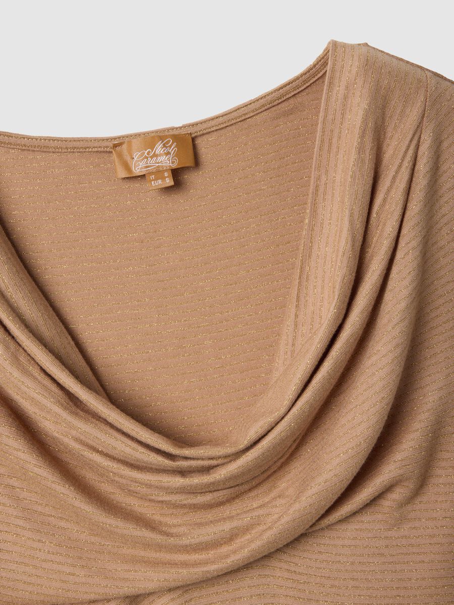 Beige stretch viscose maternity short sleeve t-shirt_5