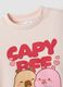 Pink cotton-blend crew-neck sweatshirt with capybara print for girls_2