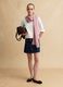 Regular fit pure white cotton gilet with floral design_1