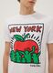White pure cotton regular fit T-shirt with Keith Haring print_3