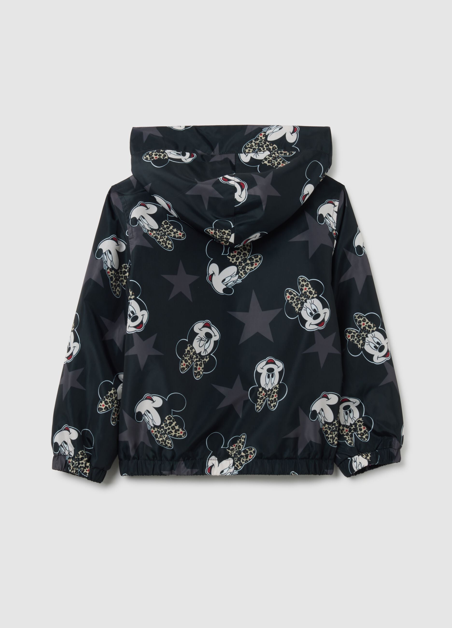 Black waterproof girls' jacket with hood