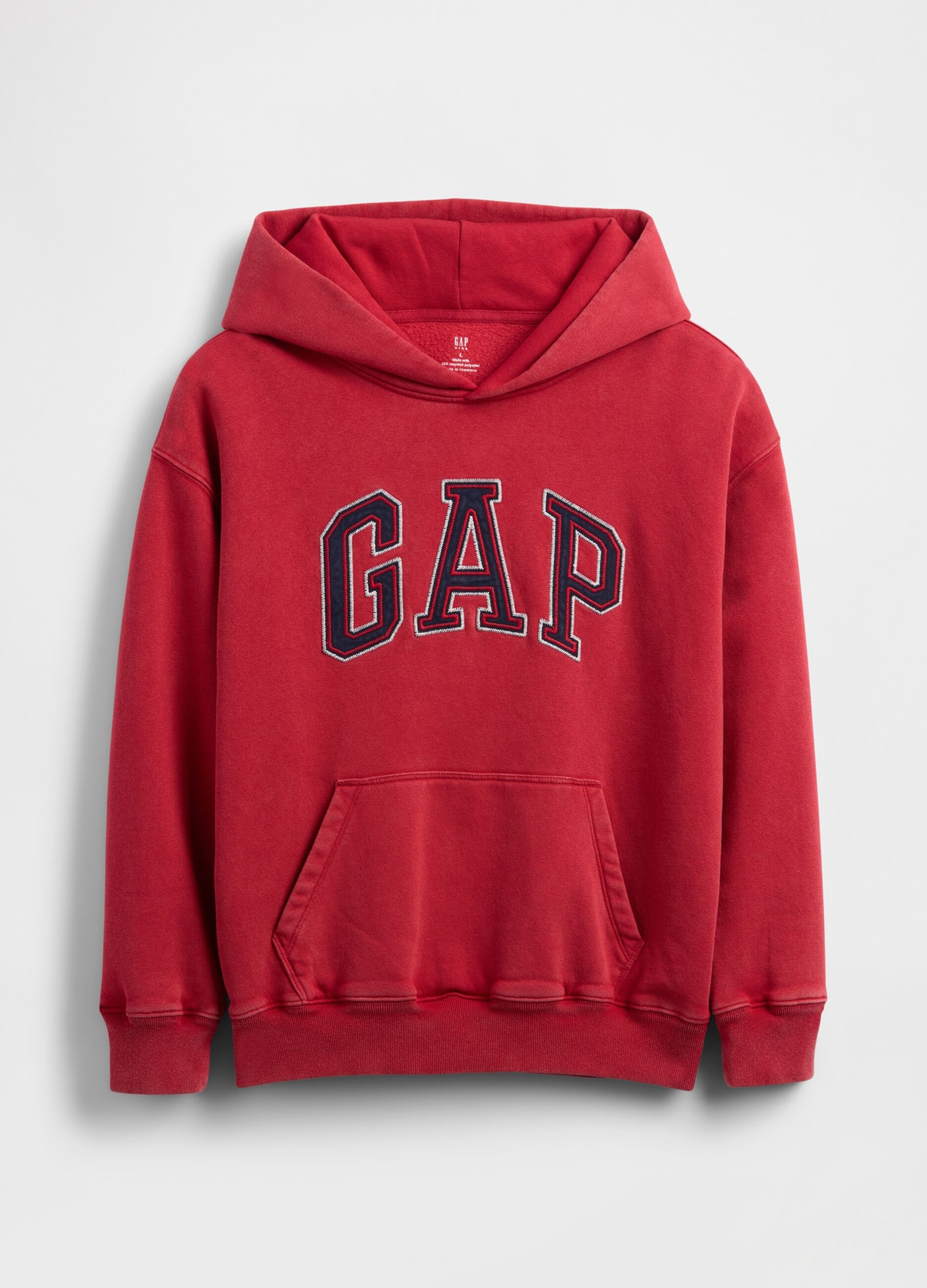 Kids' Red Cotton Blend Hoodie Regular Fit with Logo