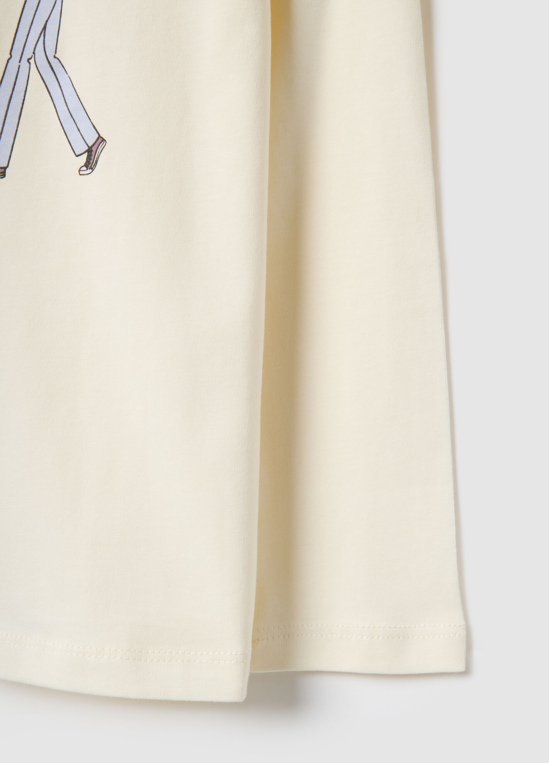 Girl's regular fit beige pure cotton t-shirt with print