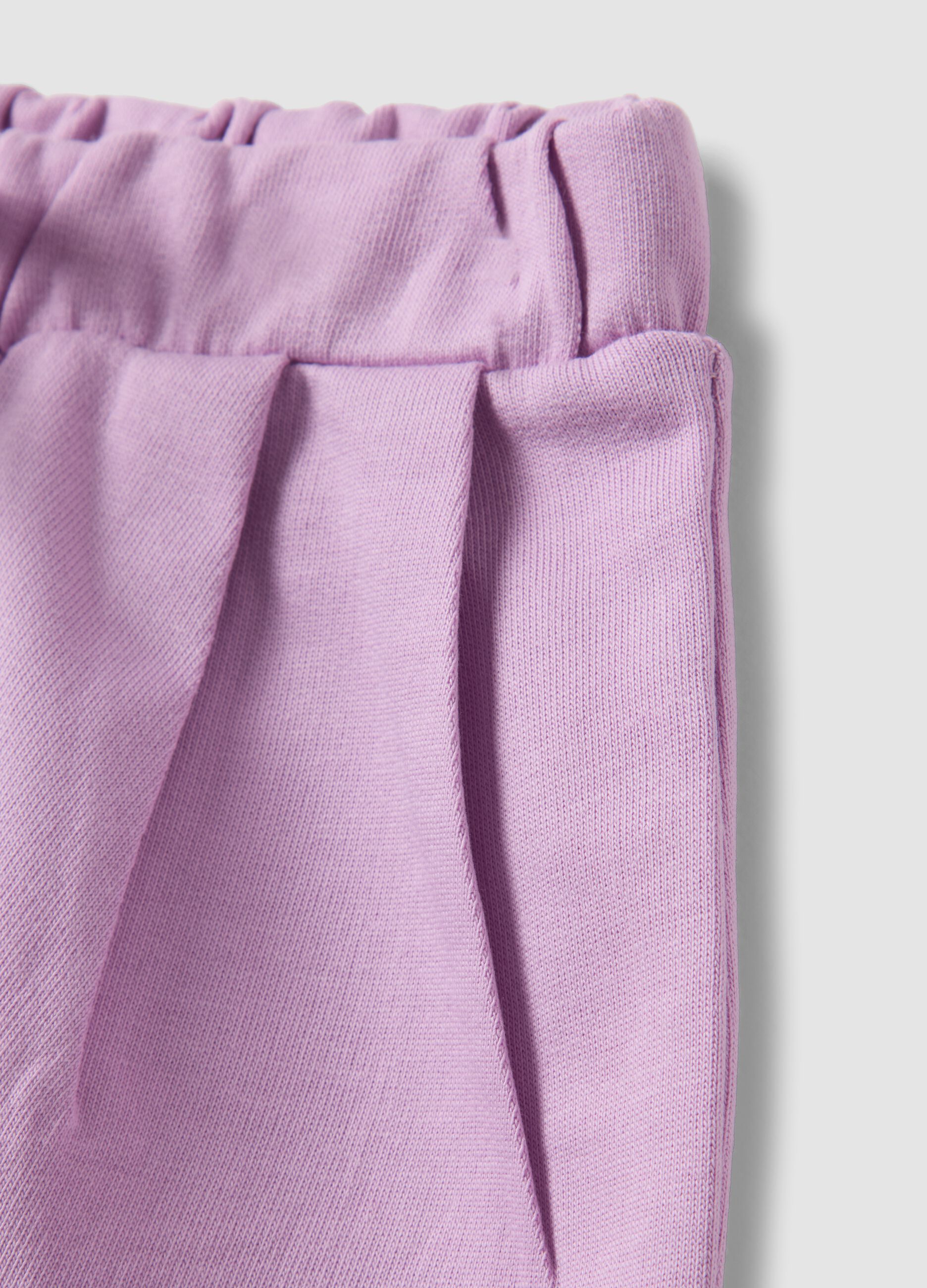 Girls' regular fit purple pure cotton shorts with bow