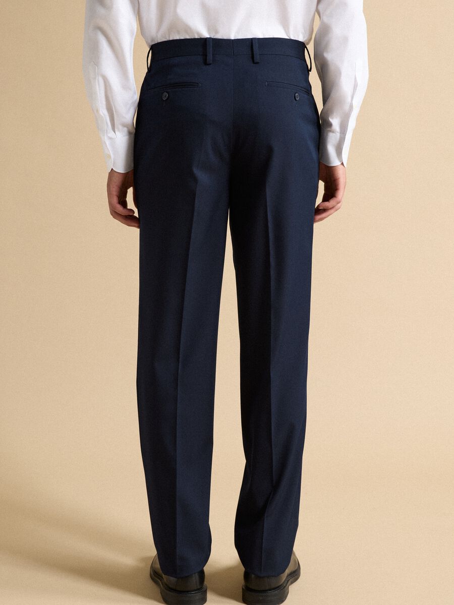 Pantaloni formali blu in viscosa elasticizzata regular fit_2