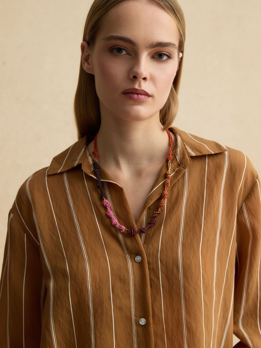 Multicoloured striped regular fit lyocell blend shirt_2