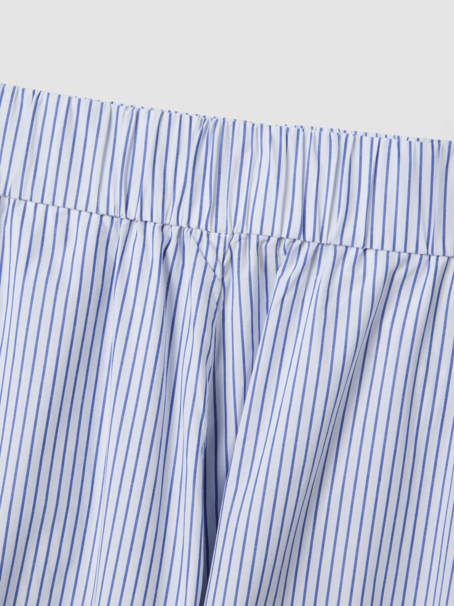 Long white and blue striped pure cotton skirt_5