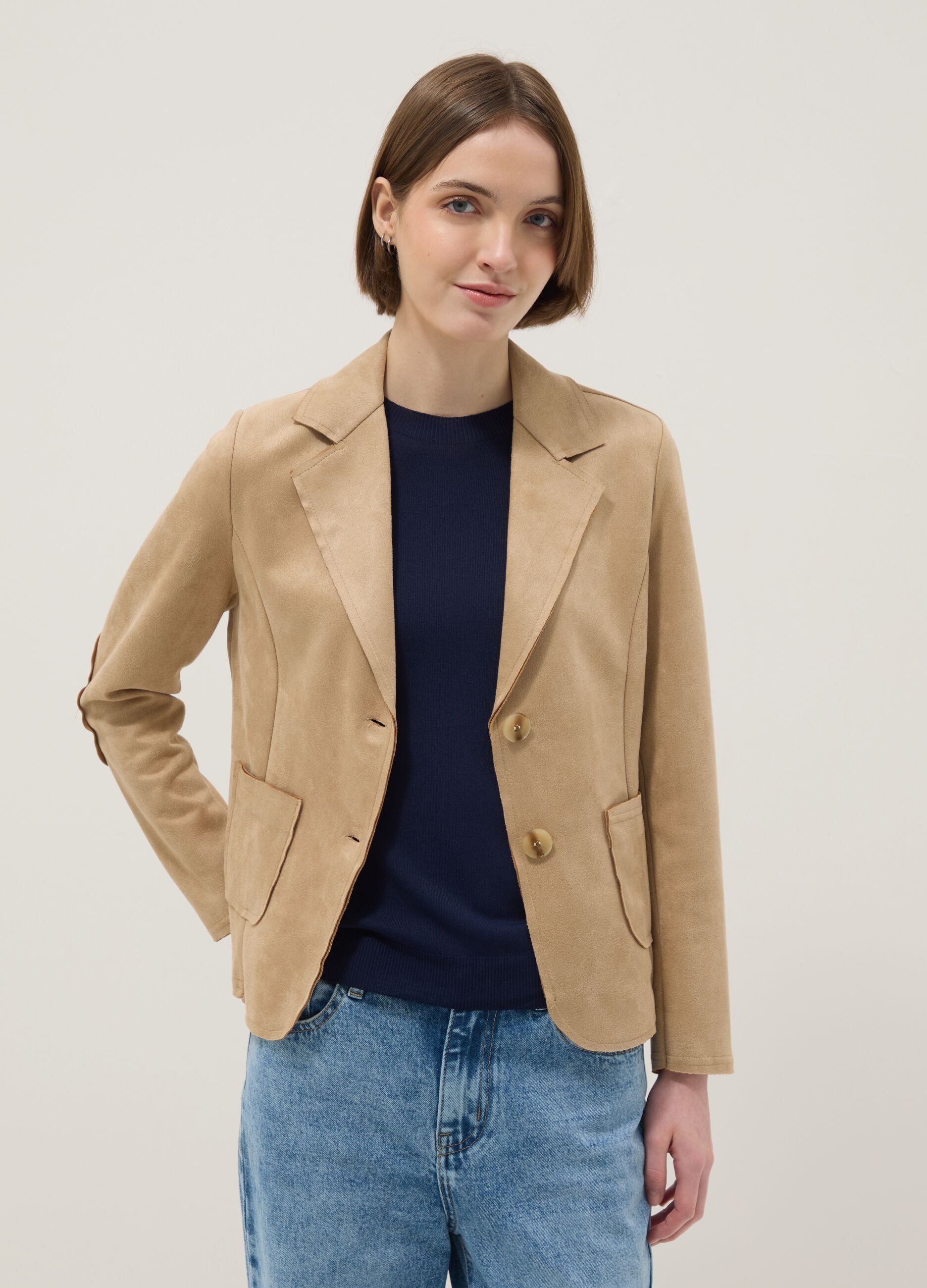 Beige Lightweight Regular Fit Jacket with Pockets