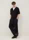Black pure cotton short-sleeve oversized shirt_0