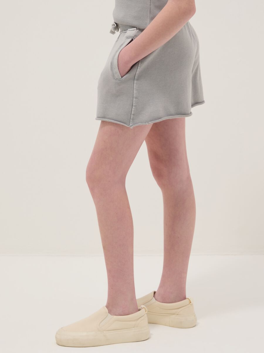 Grey pure cotton shorts with elasticated waistband_2