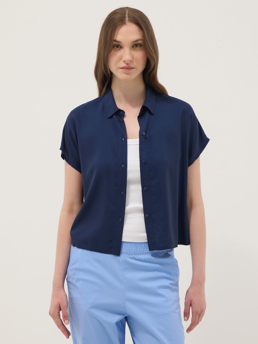 Blue pure viscose regular-fit shirt_1