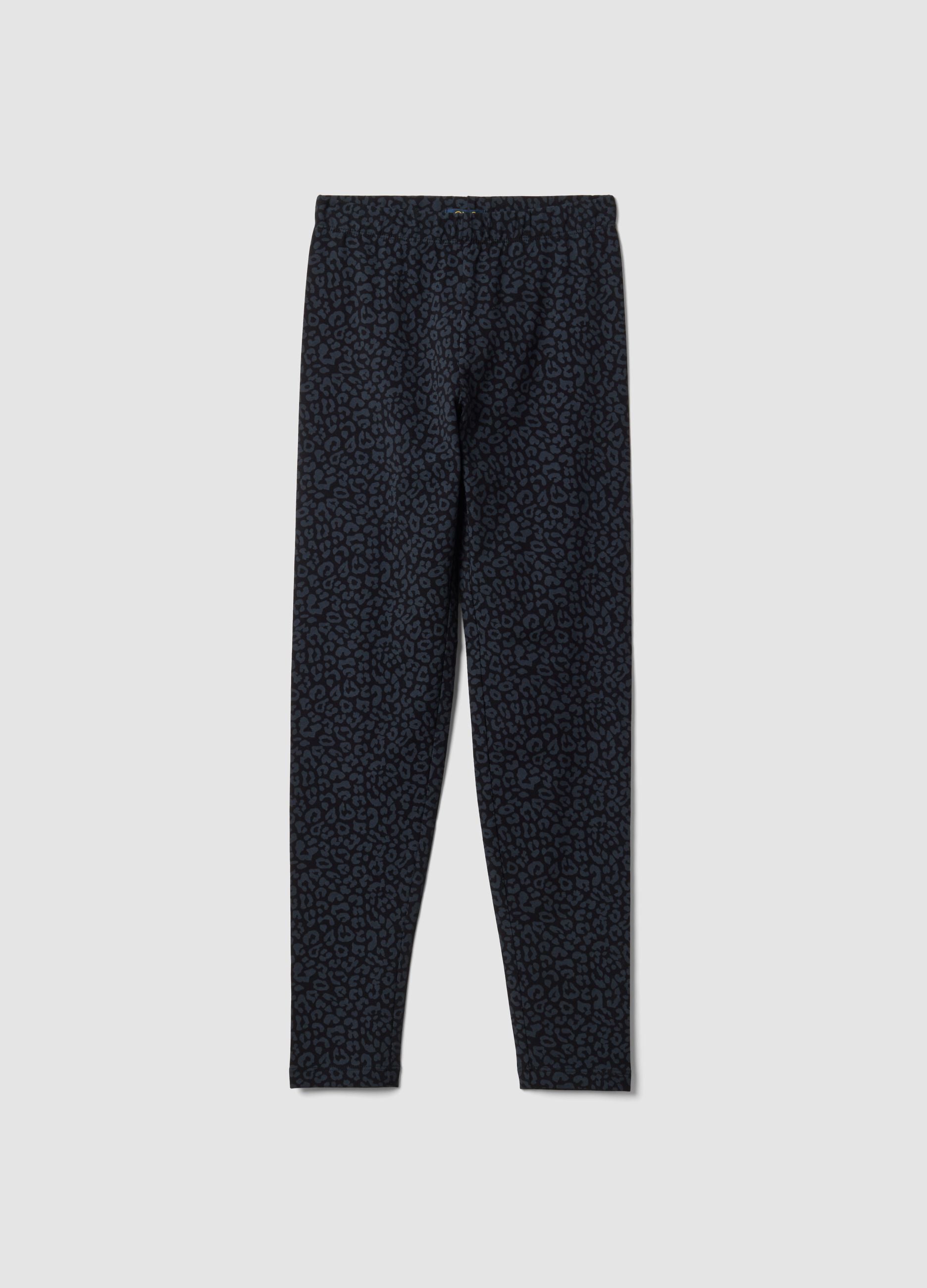 Girls&rsquo; black skinny-fit leggings in stretch organic cotton jersey