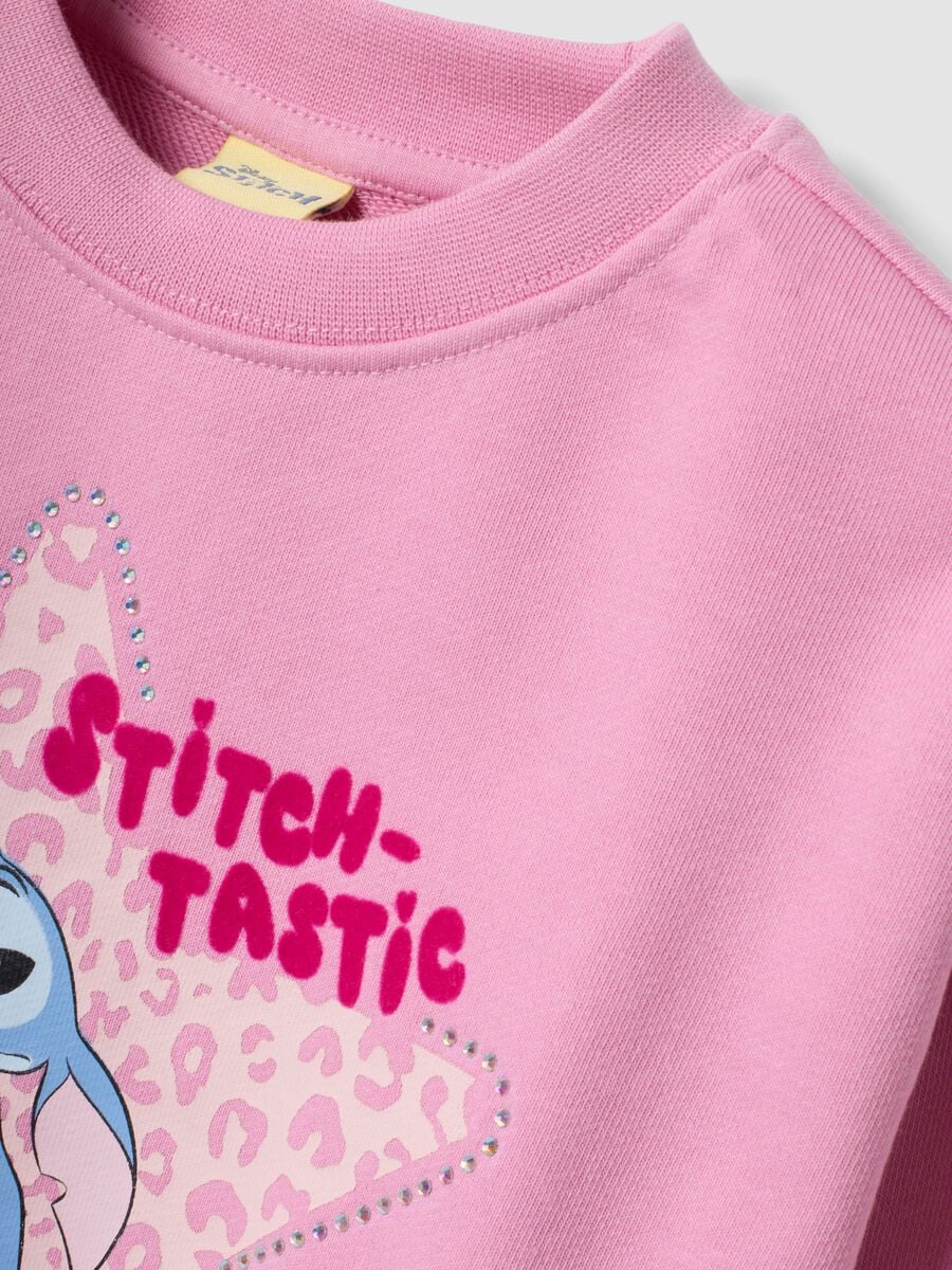 Pink cotton-blend sweatshirt with Lilo & Stitch front print for girls_3