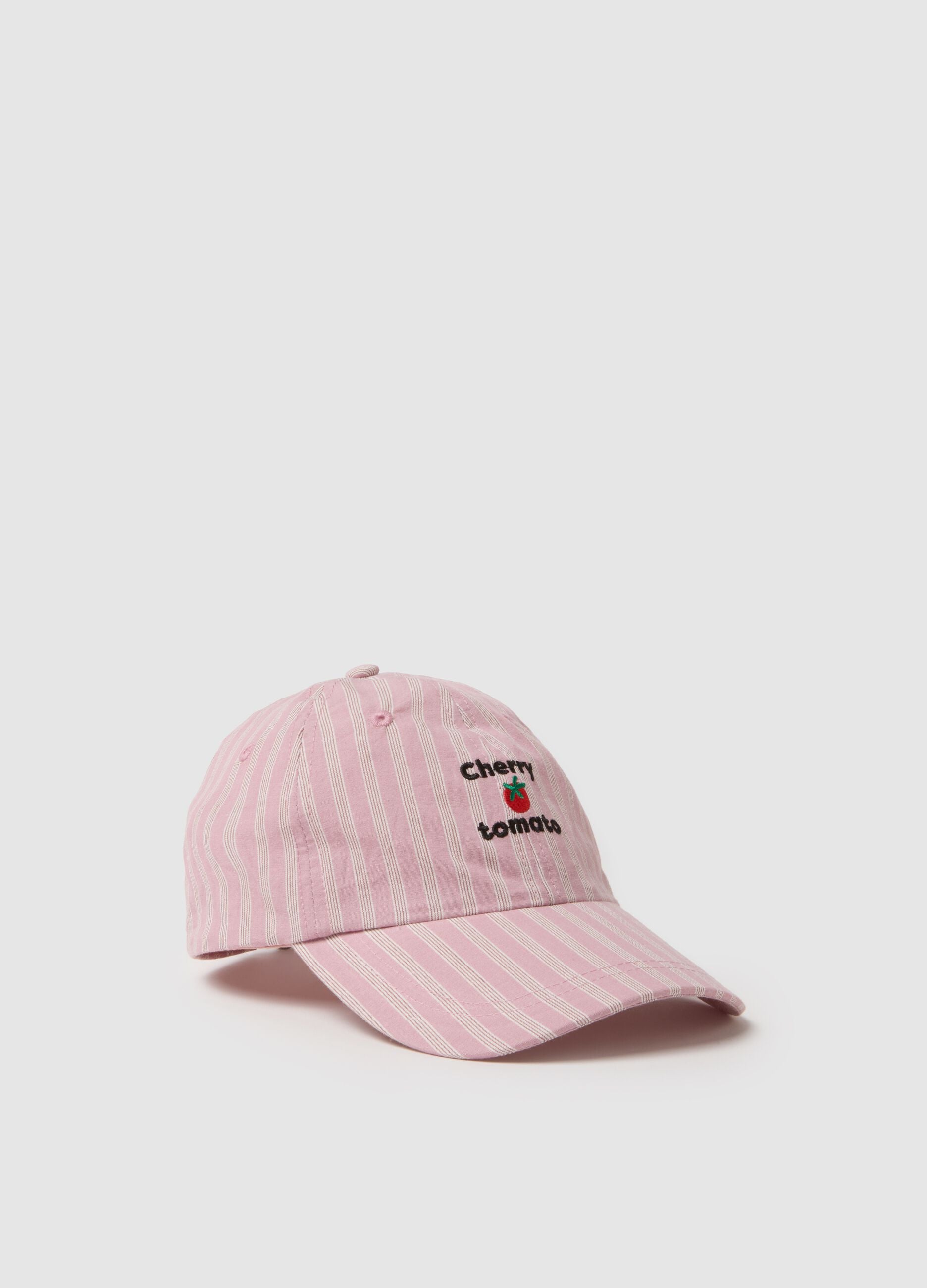 Multicolor striped pure cotton baseball cap with embroidery