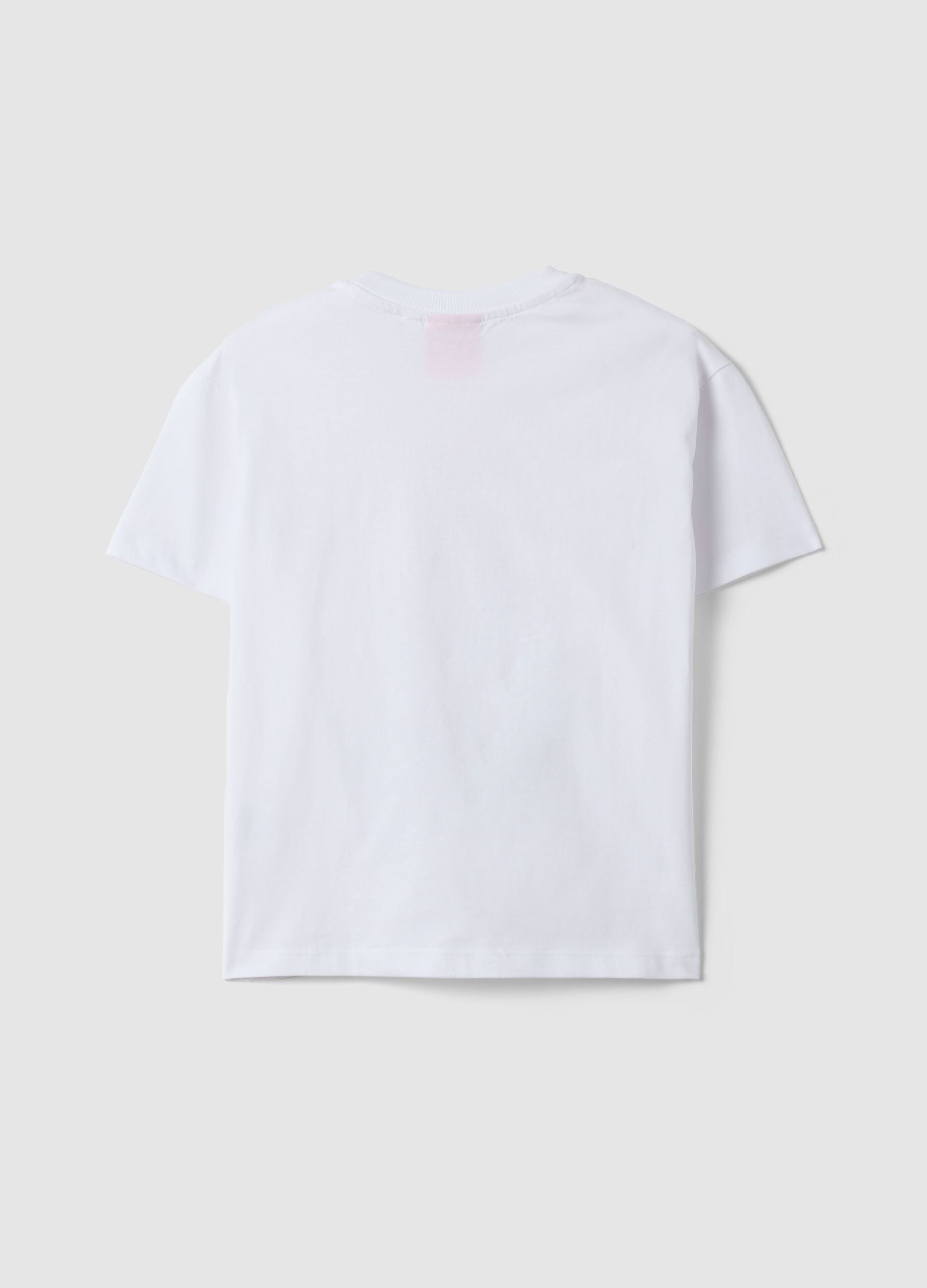 White pure cotton children's t-shirt regular fit with print