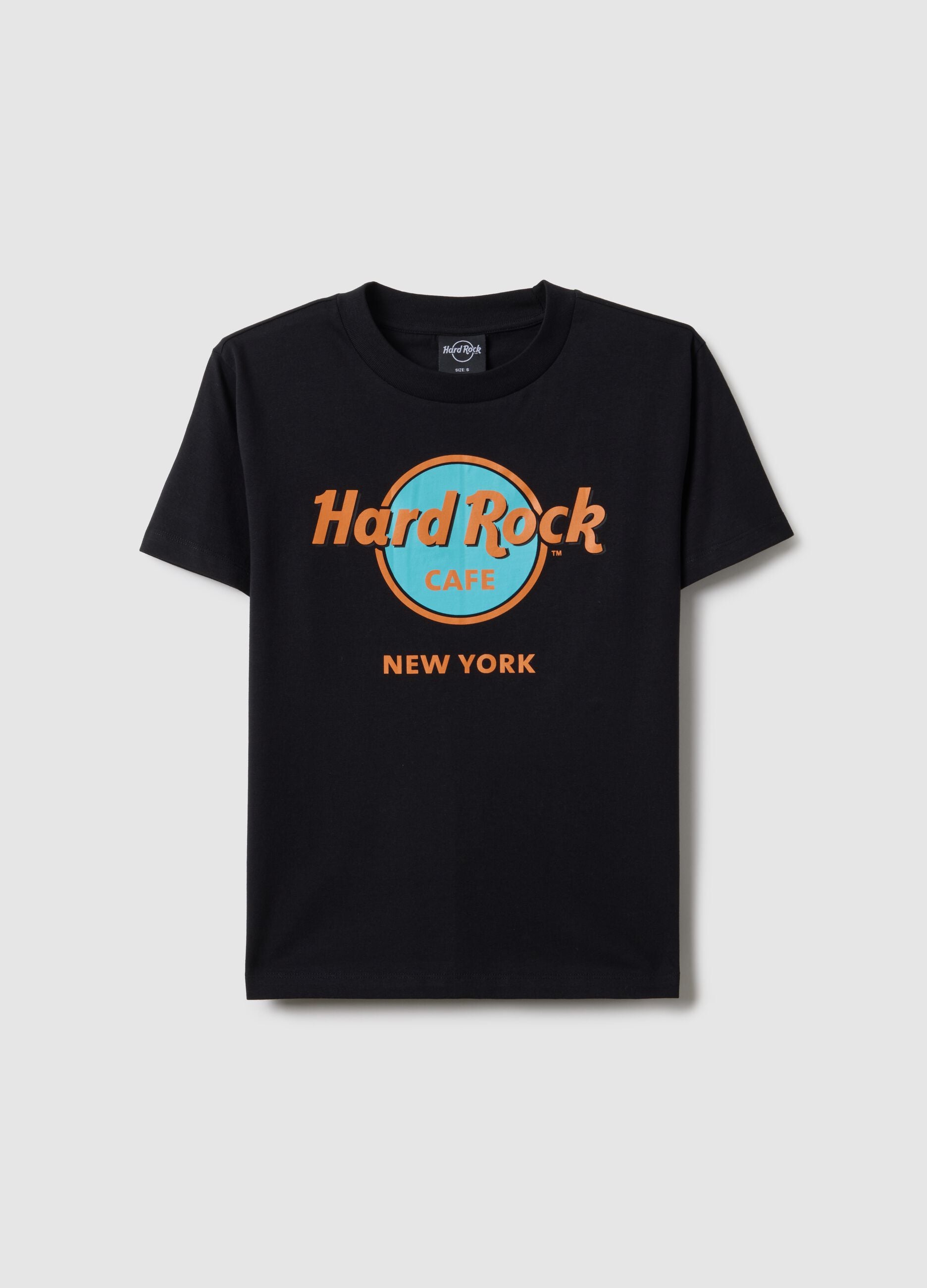 Black pure cotton regular fit T-shirt with Hard Rock Cafe logo