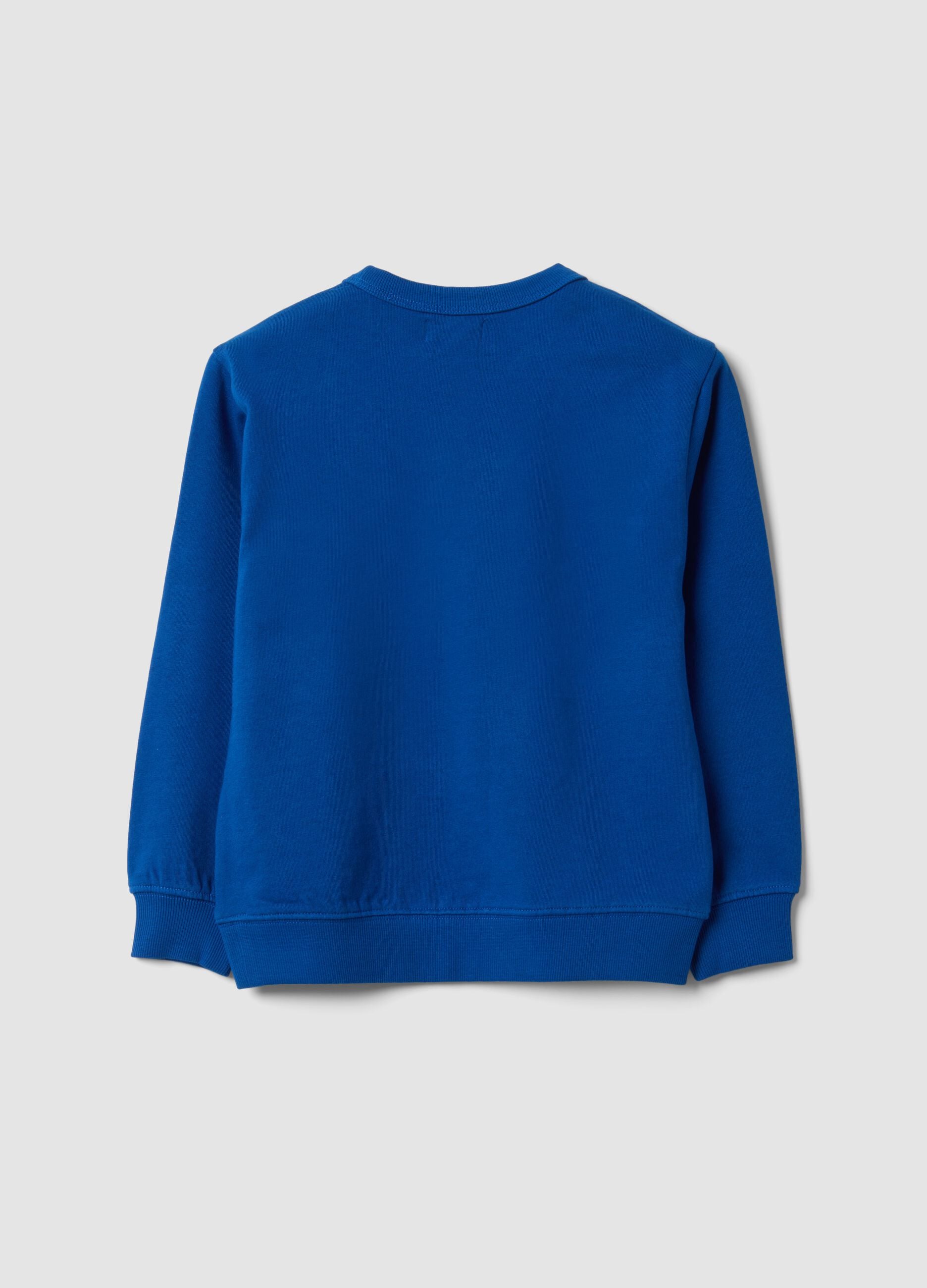 Blue relaxed-fit sweatshirt in 100% organic cotton with print for boys