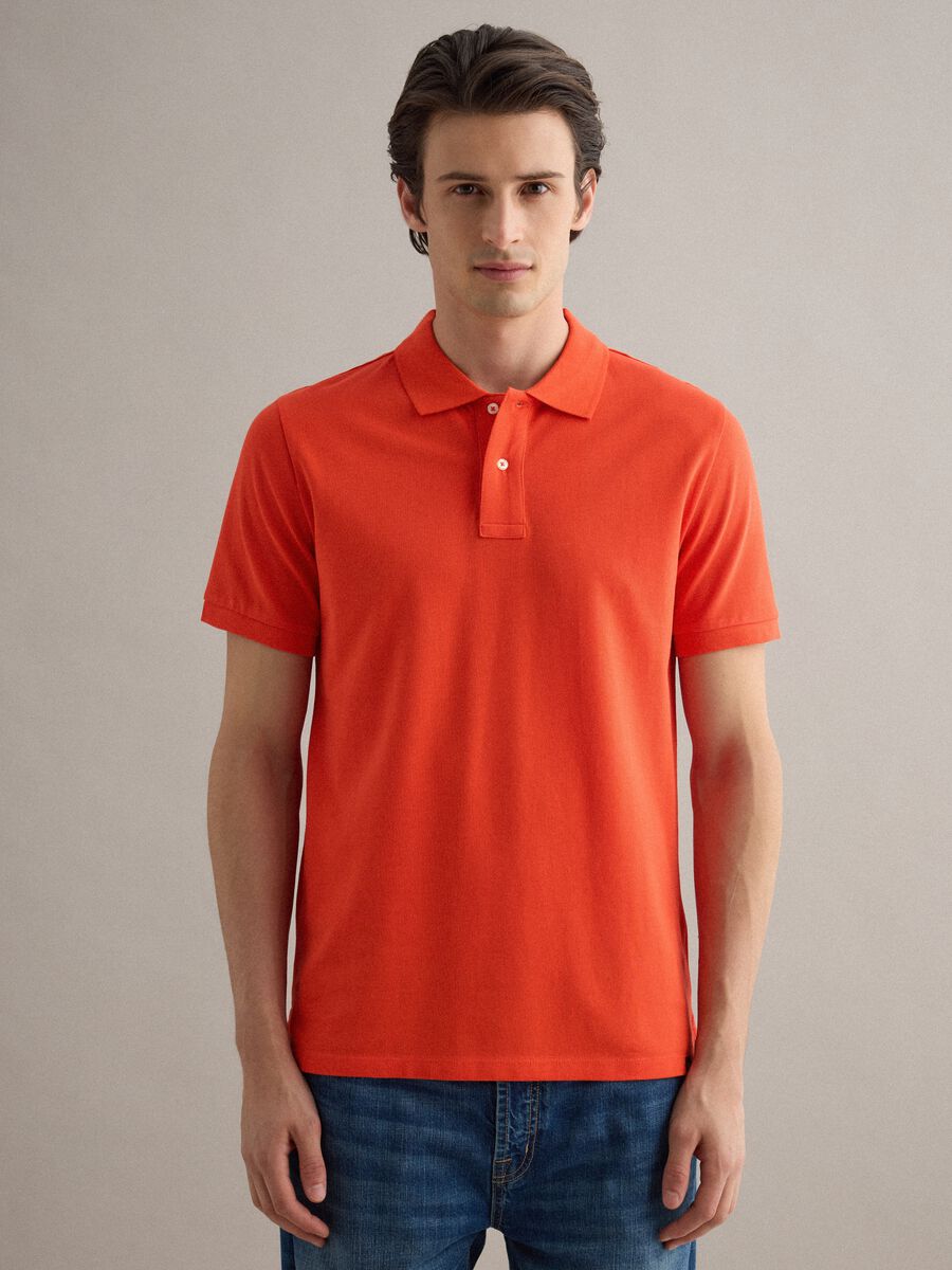 Orange Supima cotton polo shirt, regular fit_0
