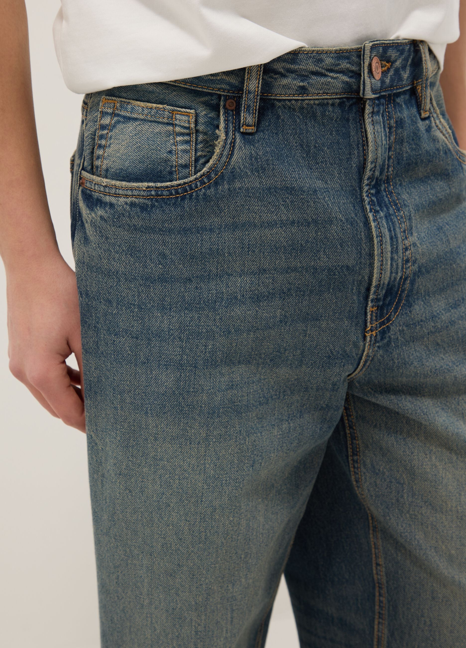 Blue Baggy Jeans in Pure Cotton