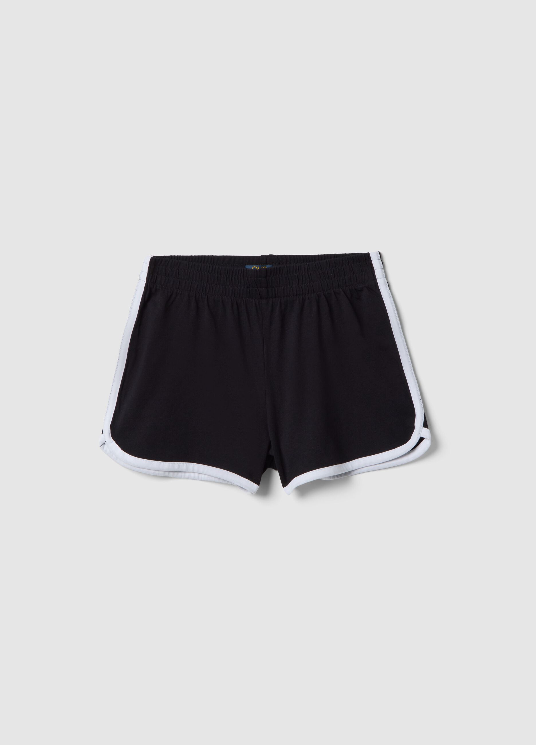 Girl's black pure cotton slim fit shorts