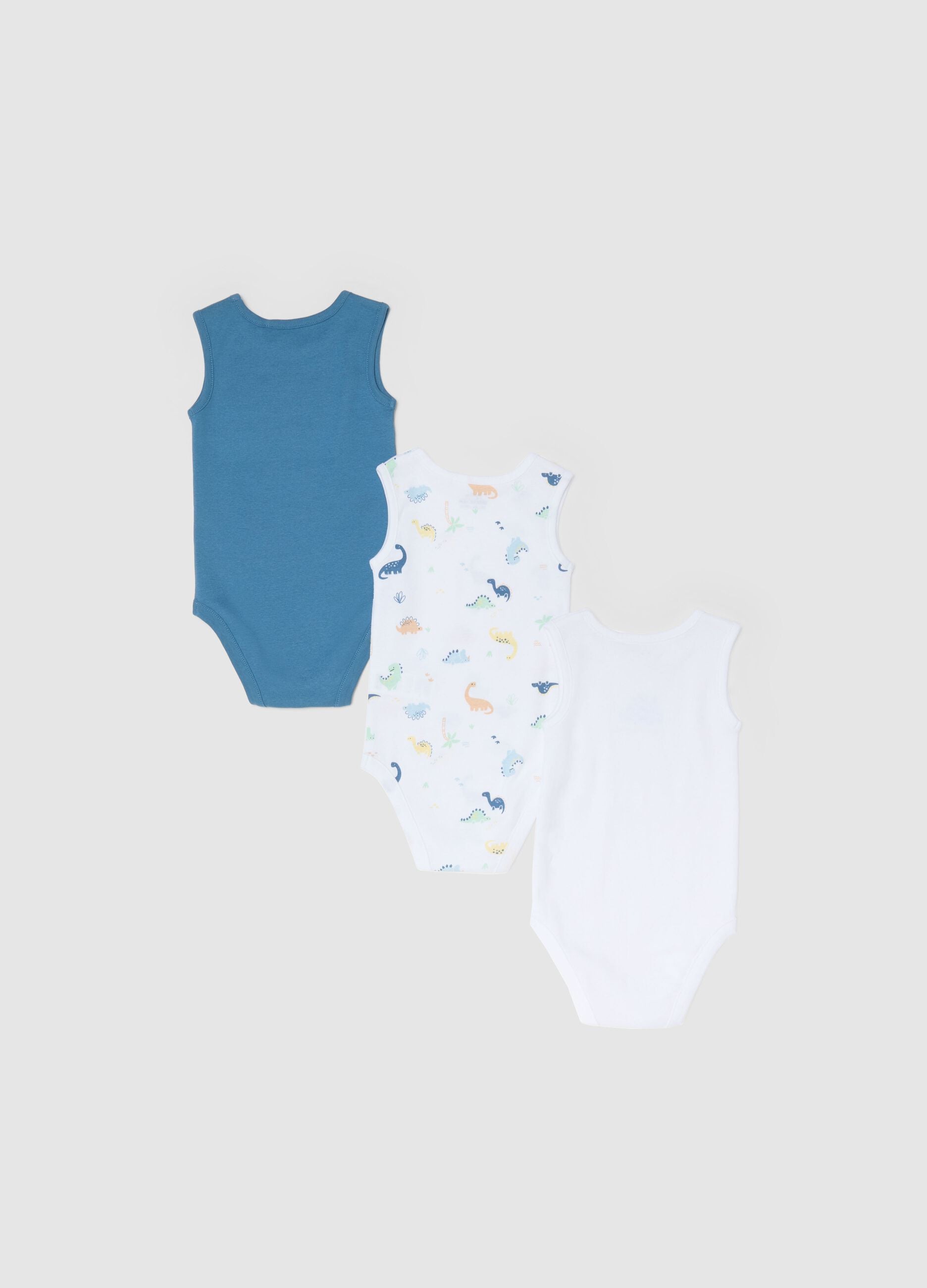 Baby's Multicolour Pure Cotton Bodysuit Pack with Dinosaurs