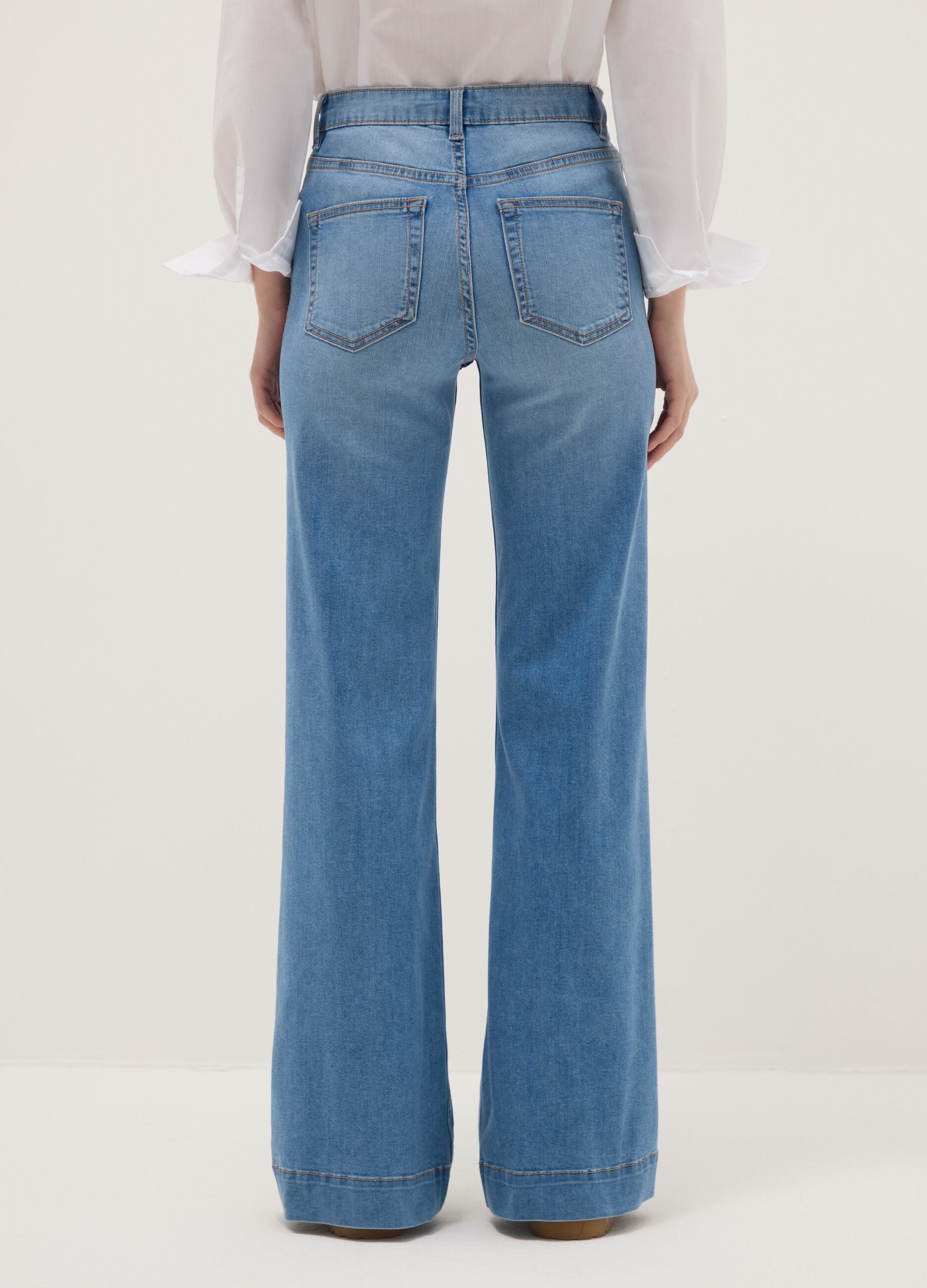 Blue denim bootcut jeans
