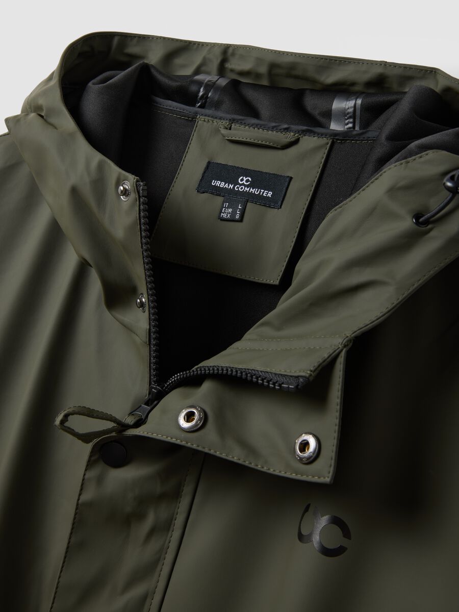 Impermeabile verde regular fit con zip_1