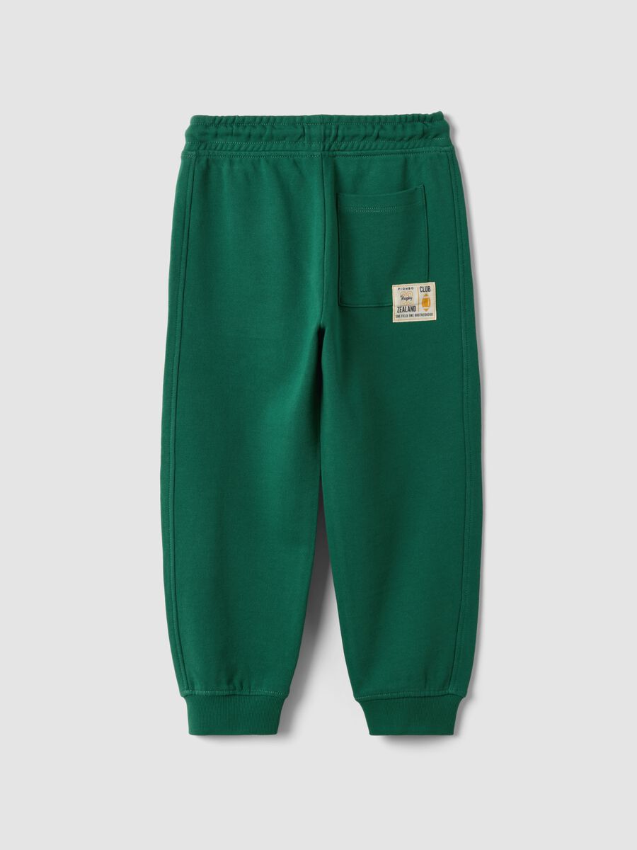 Green pure cotton jogger trousers with elasticated waist for boys_4