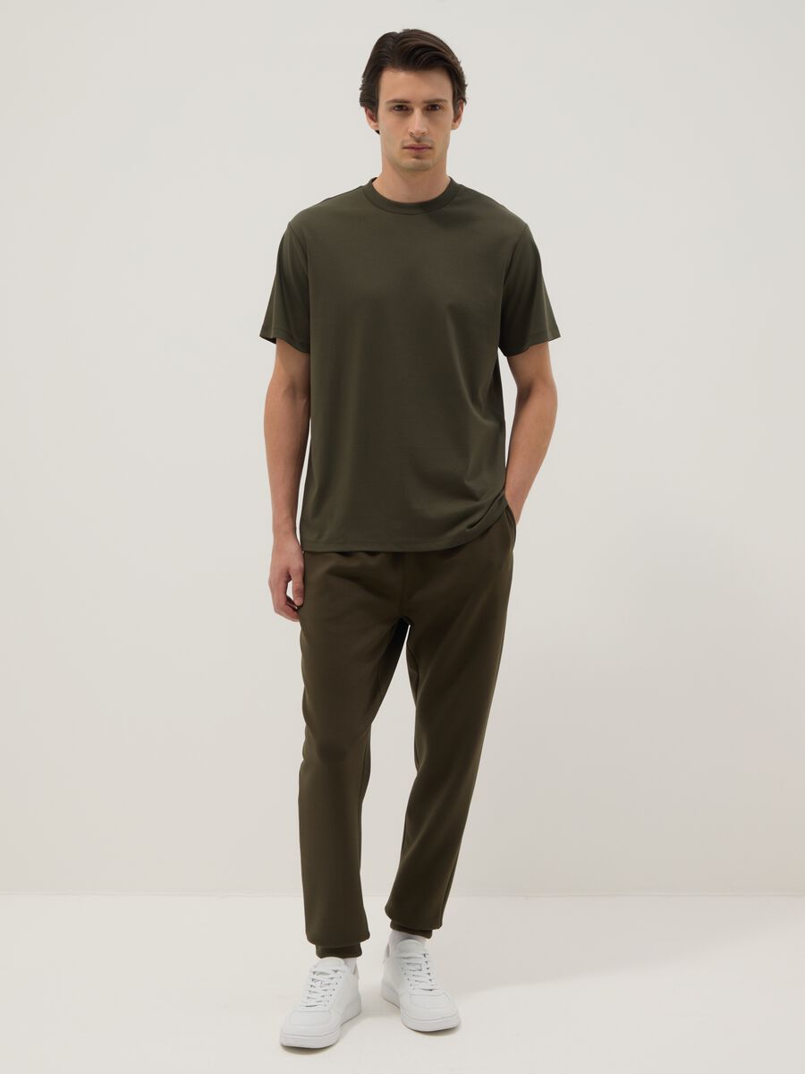 Green crew neck T-shirt in pure cotton regular fit_1