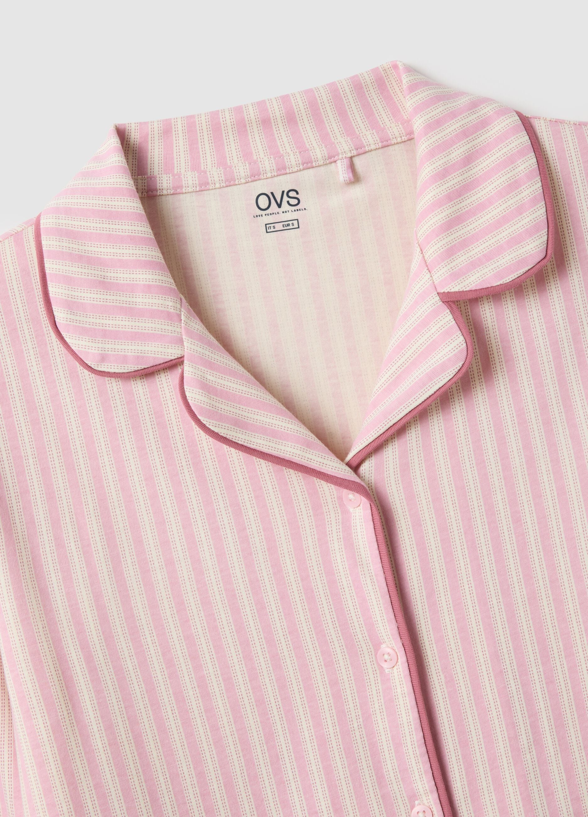 Multicolour striped pyjamas in pure cotton regular fit with V-neck