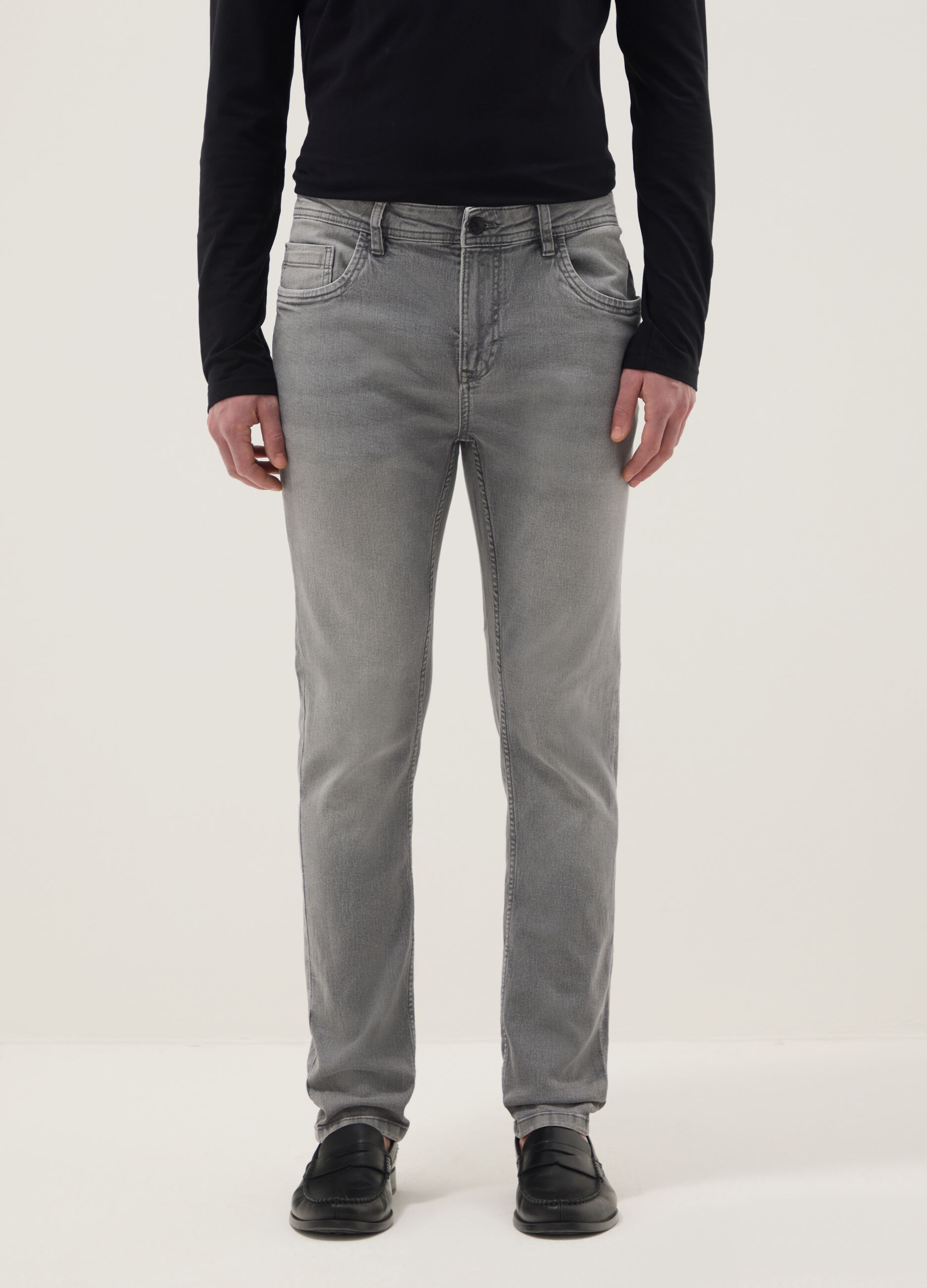 Grey super skinny cotton blend jeans