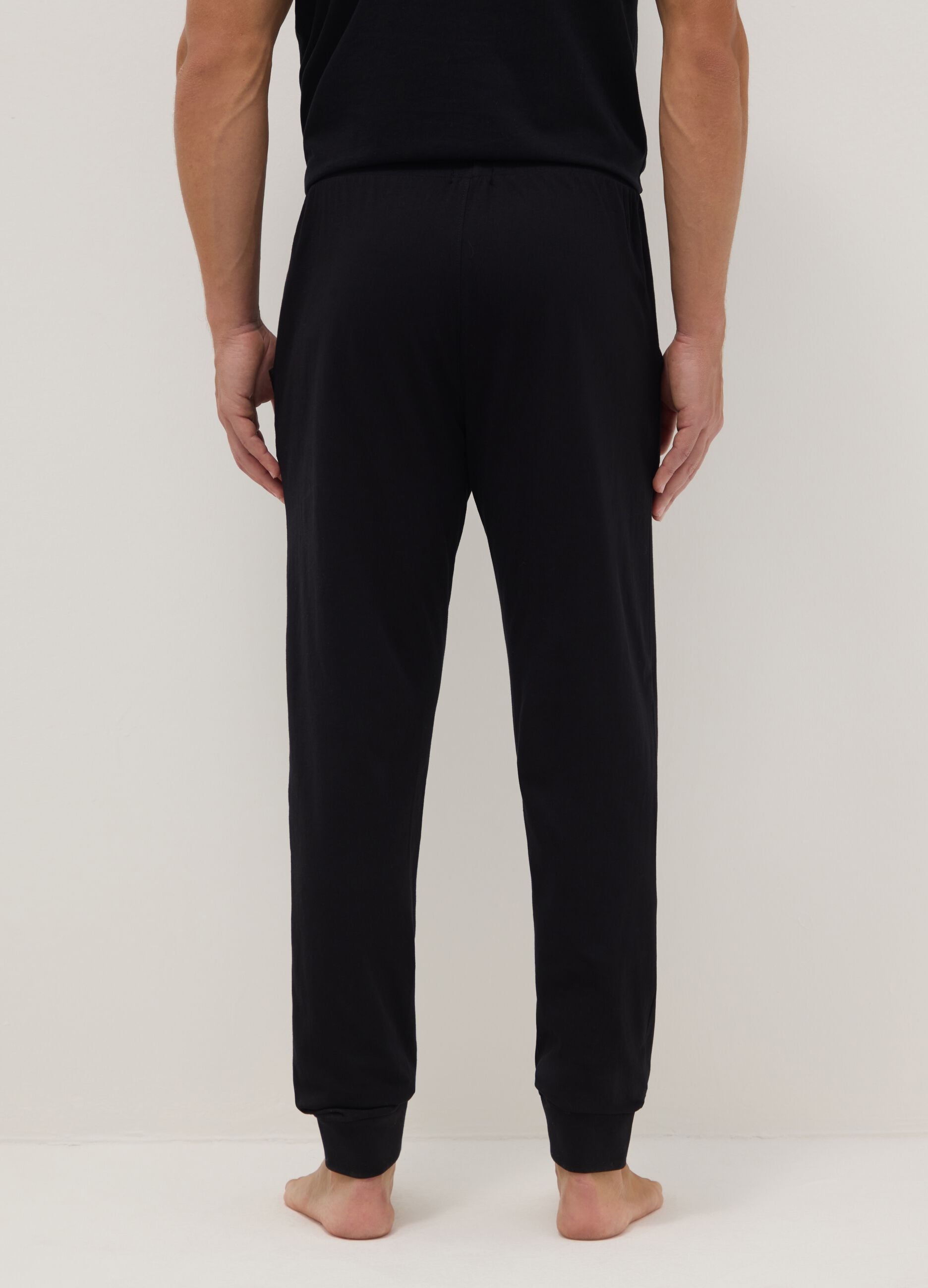 Black pure cotton pyjama trousers regular fit