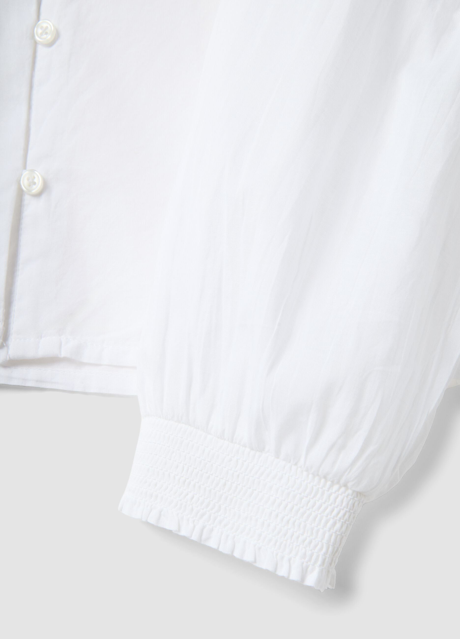 White pure cotton shirt regular fit with buttons and rounded collar