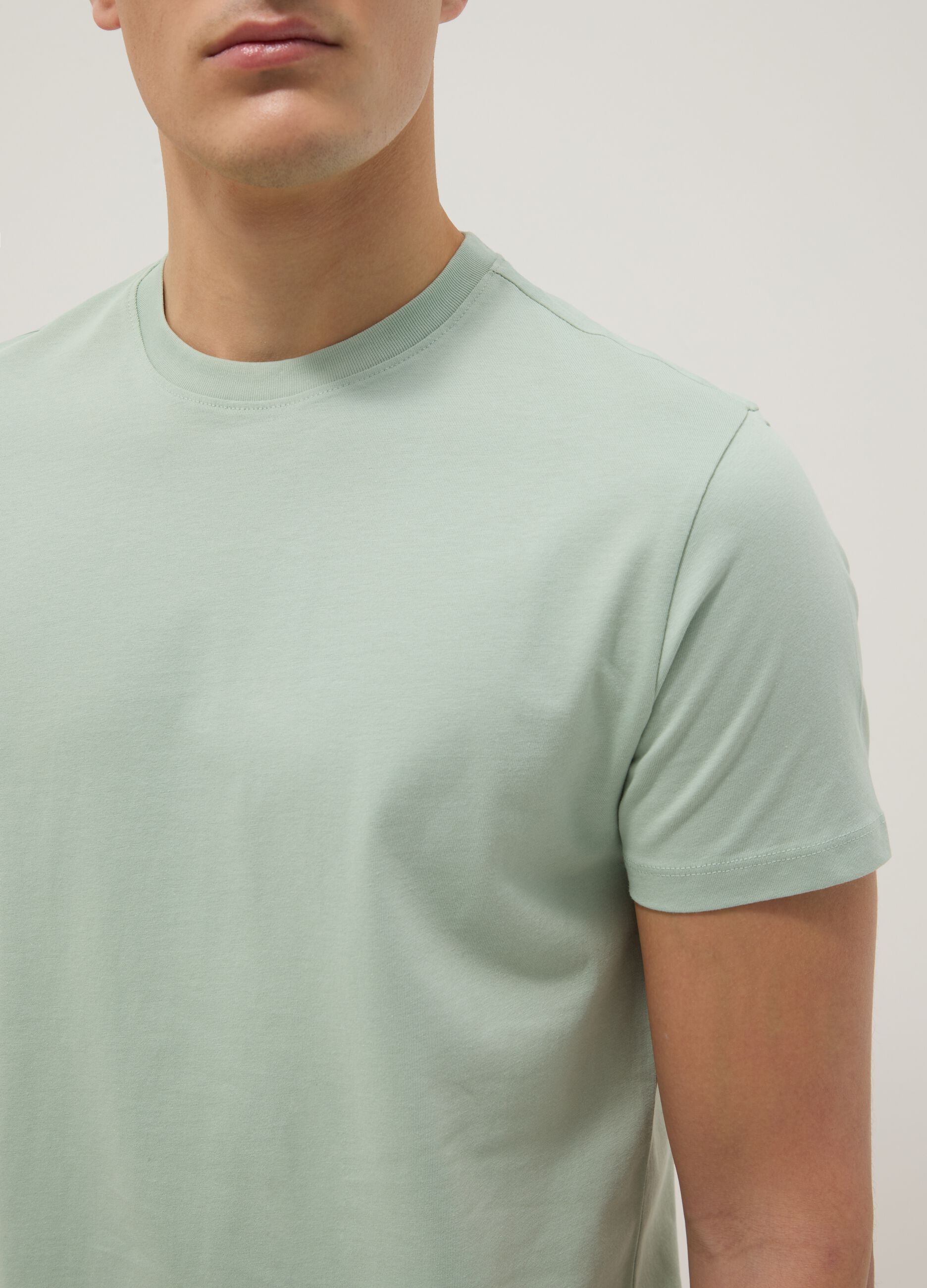Green pure cotton short-sleeve T-shirt
