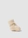 Beige organic cotton knitted baby girl booties_0
