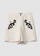 White linen-lyocell blend shorts with contrasting embroidery, regular fit_0