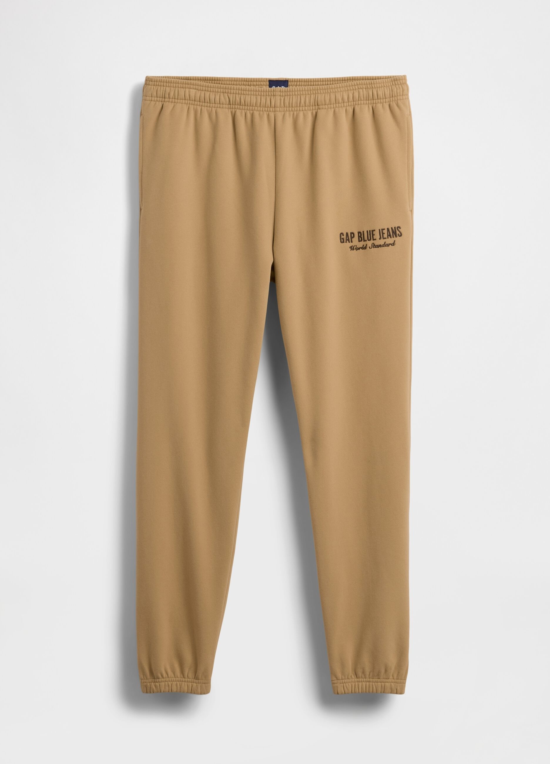 Beige jogger trousers in cotton and polyester blend