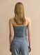 Slim-fit white and blue checked linen-blend corset_2