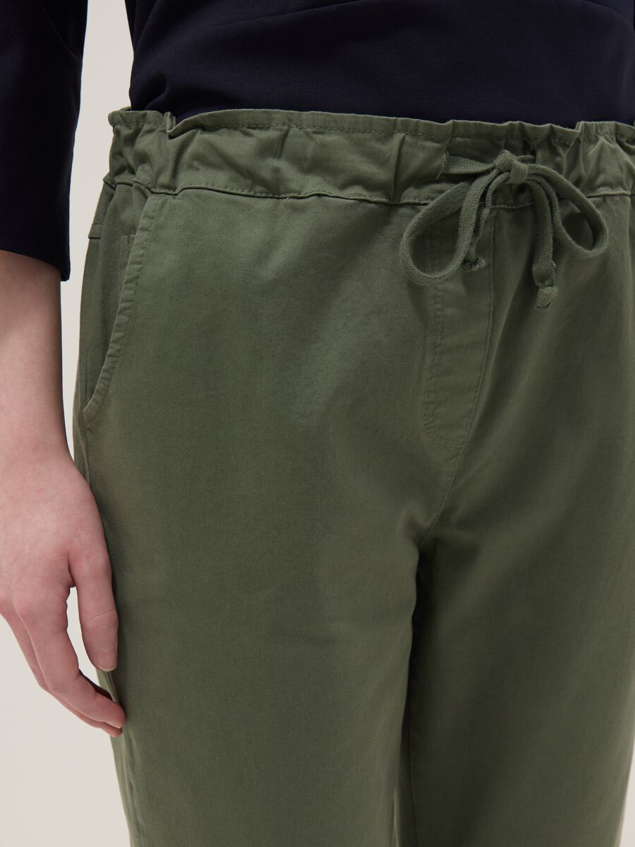 Green Stretch Cotton Trousers Regular Fit_3