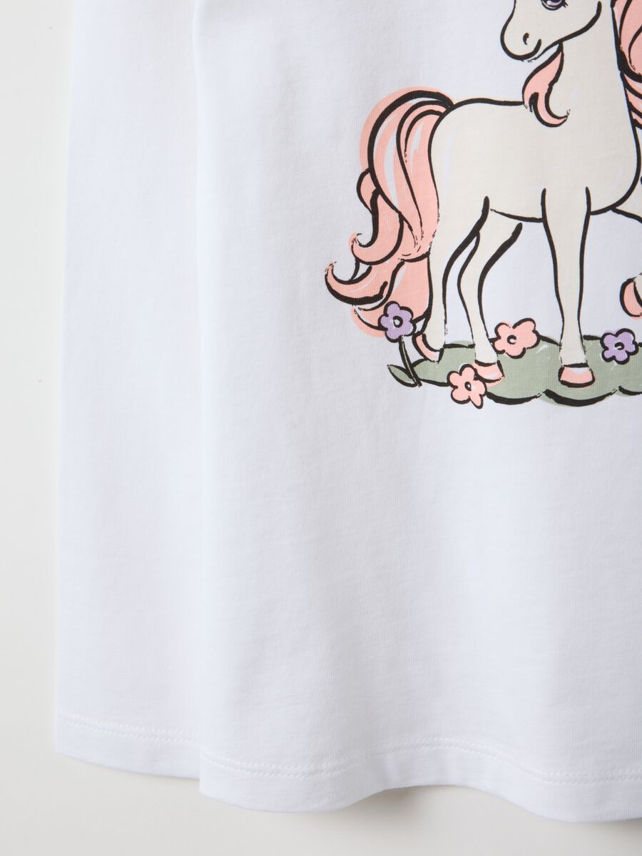 Girls' Regular Fit White Pure Cotton T-Shirt with Print_3