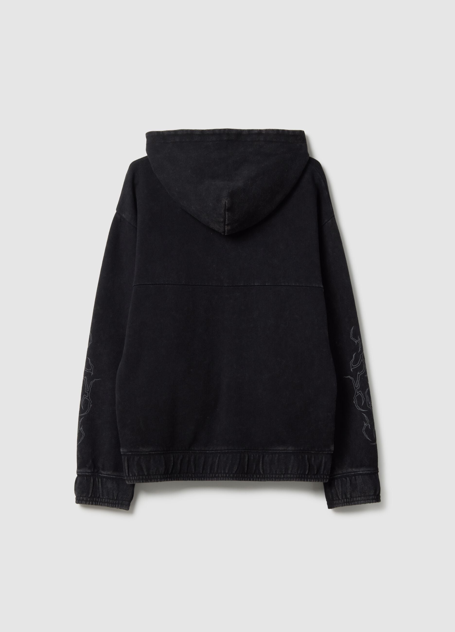 Boys' Regular Fit Black Pure Cotton Hoodie with Zip