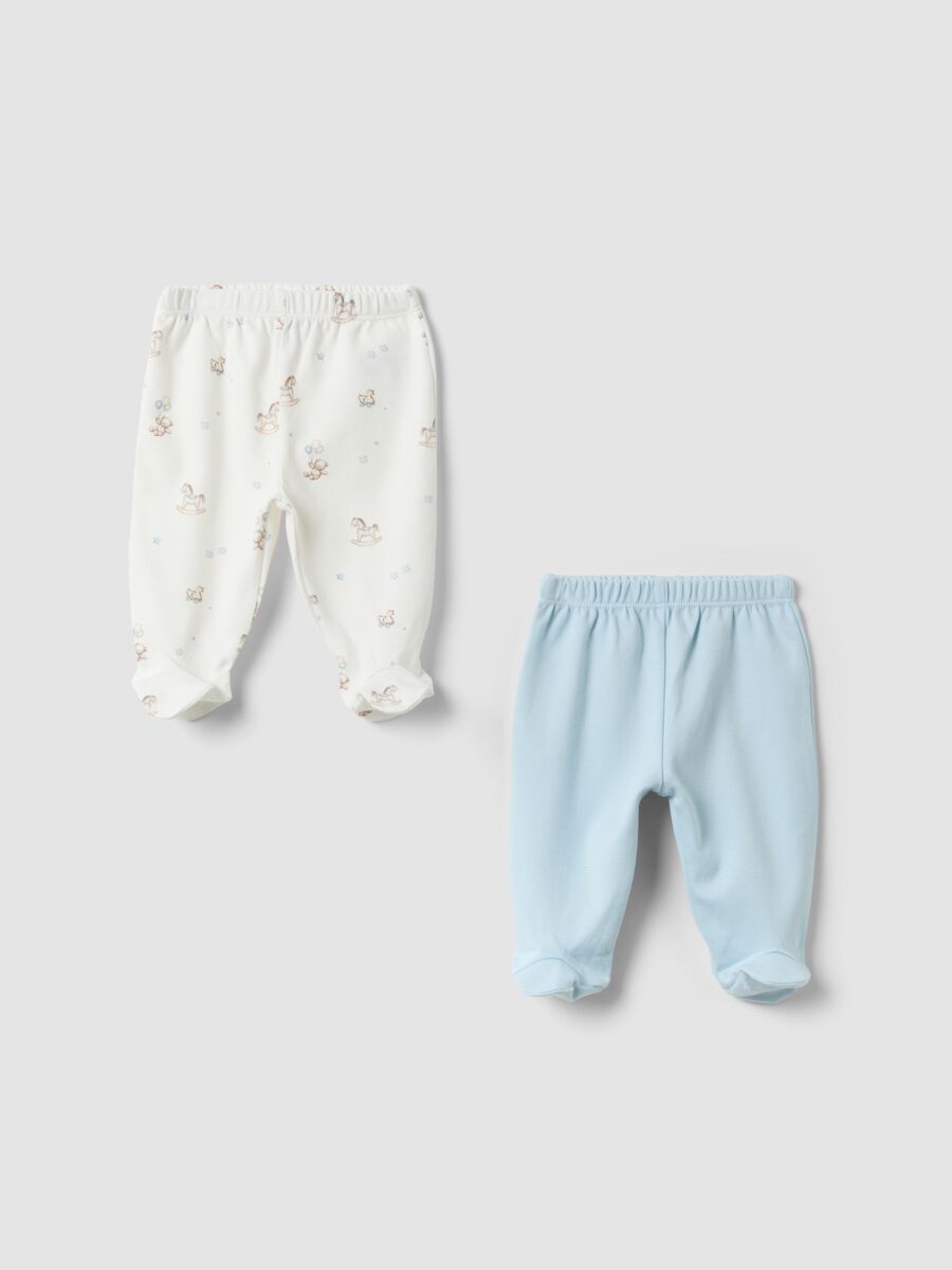 2-pack of organic cotton leggings in blue and white_0