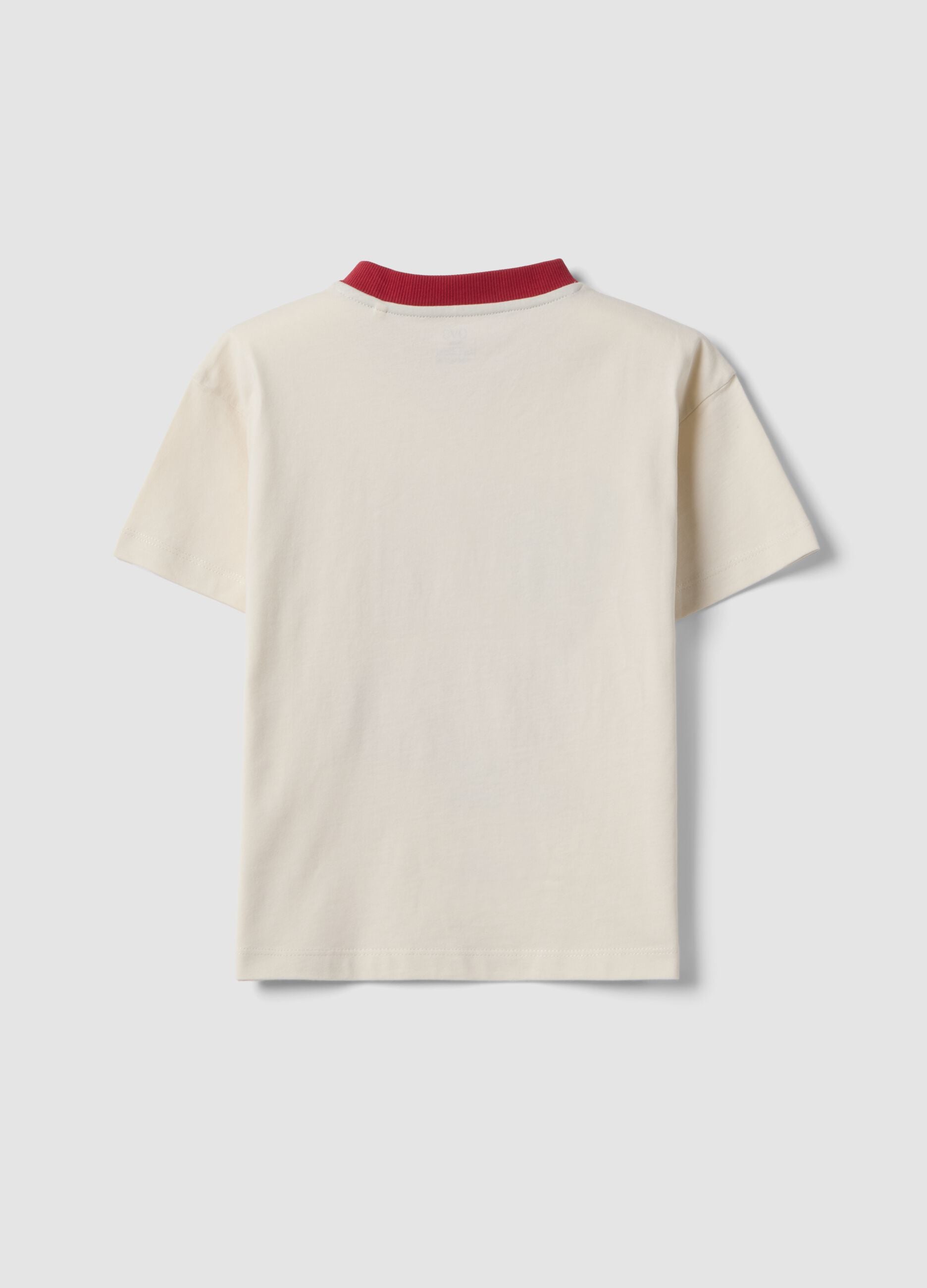 Beige pure cotton T-shirt with adventure print