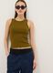 Green fitted ribbed stretch cotton tank top_0