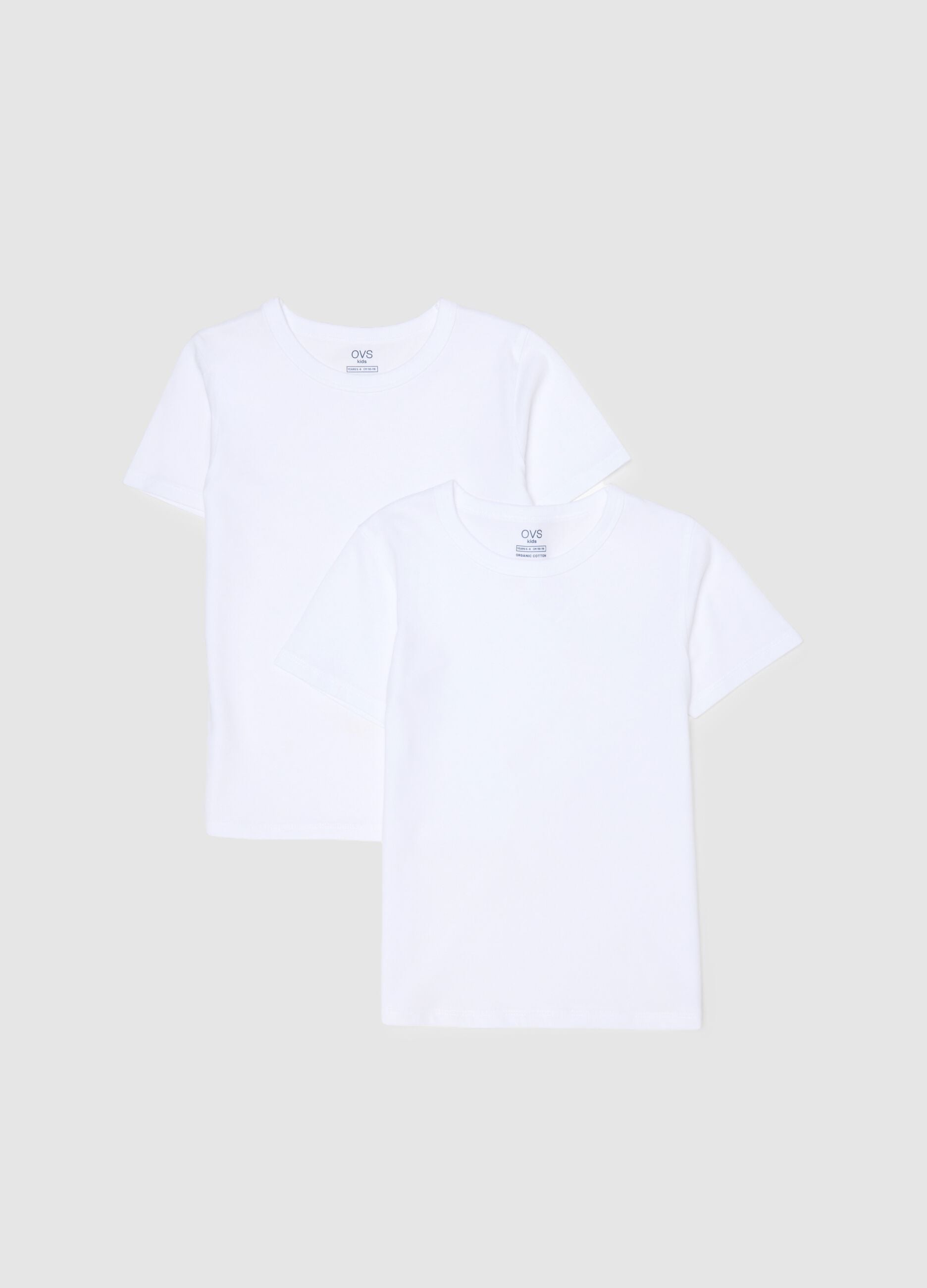 Pack of two white kids' t-shirts in pure cotton regular fit