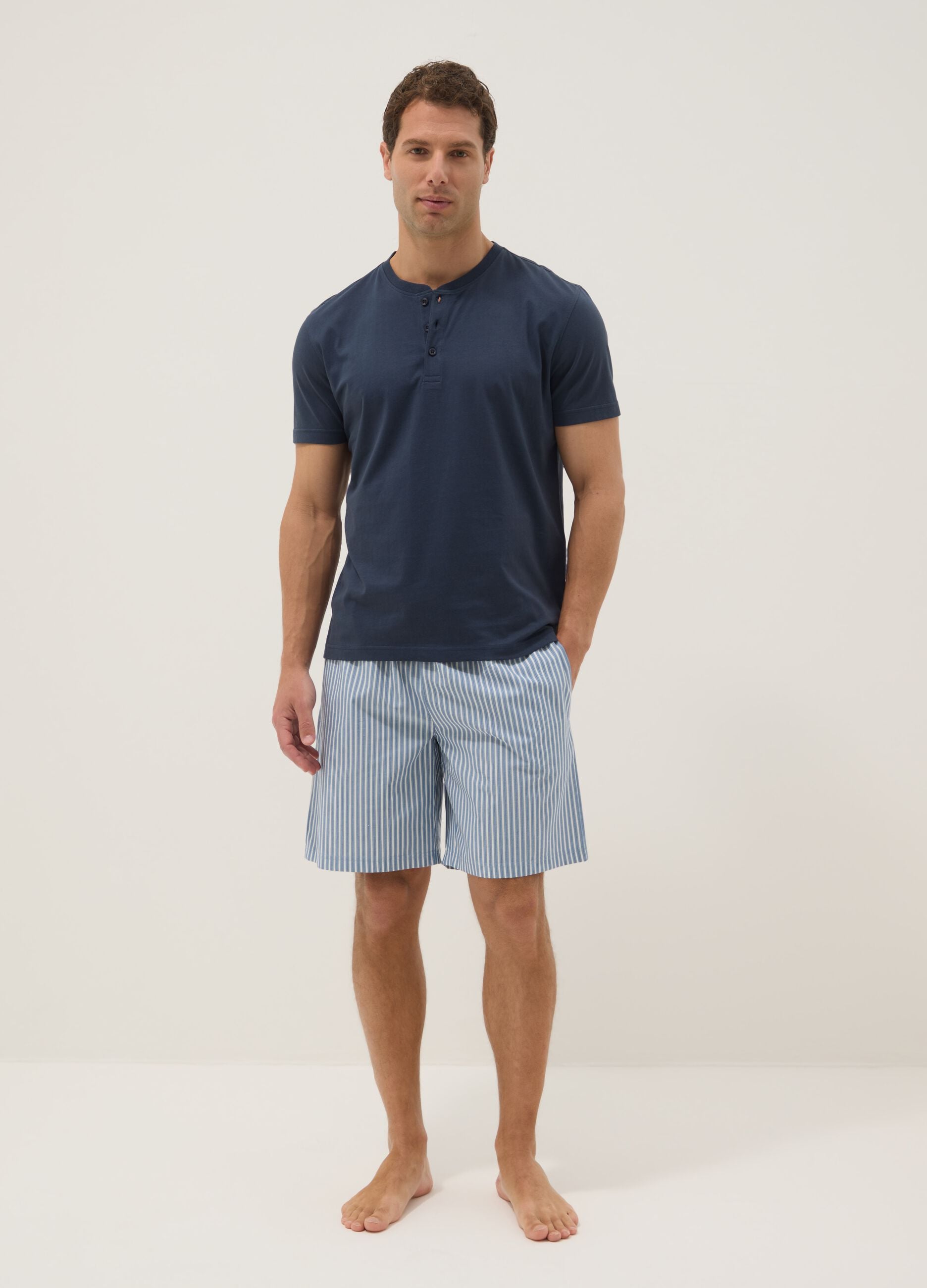 Multicolour pure cotton regular fit short pyjamas