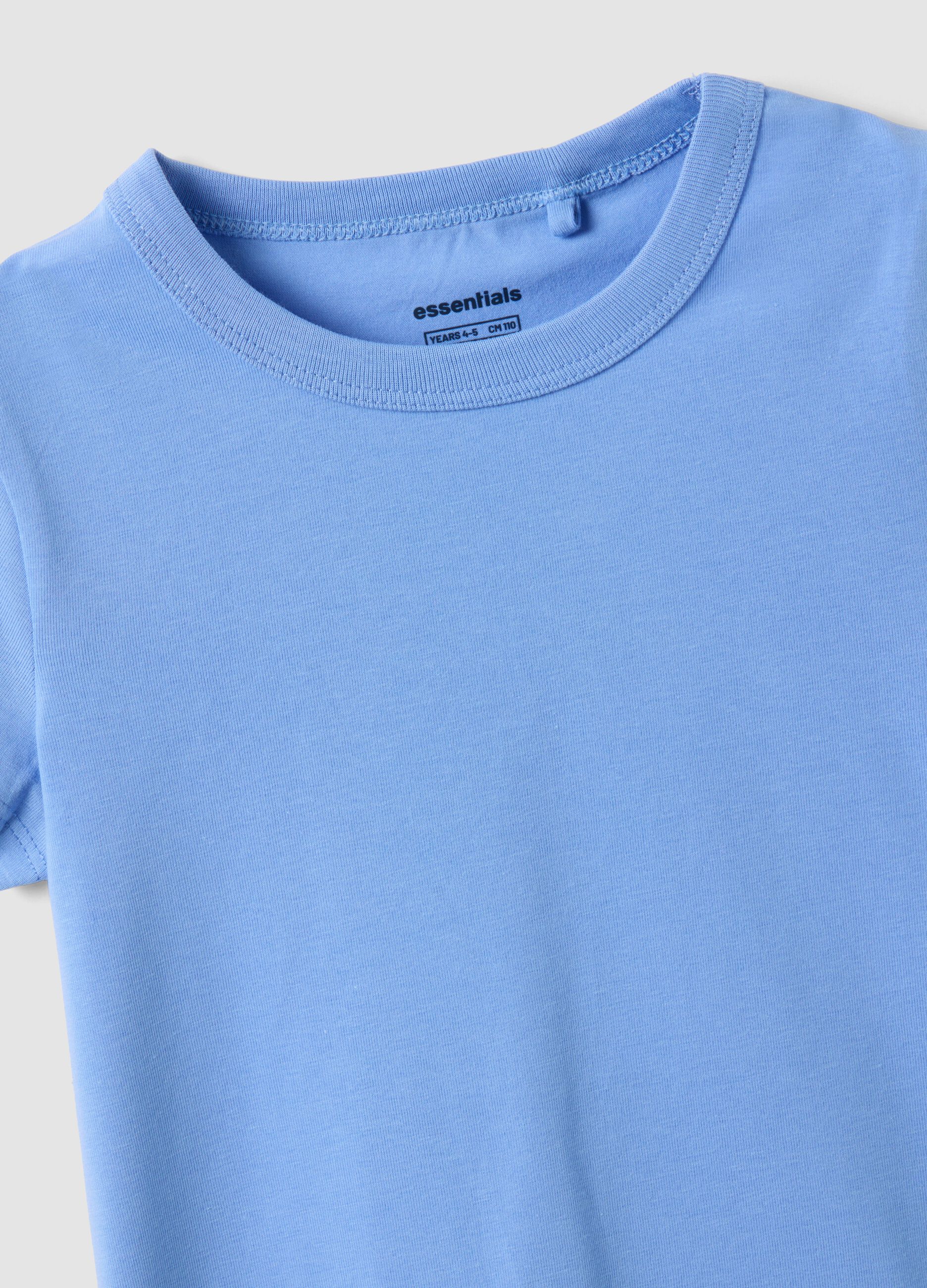 Girls' light blue stretch cotton T-shirt, regular fit