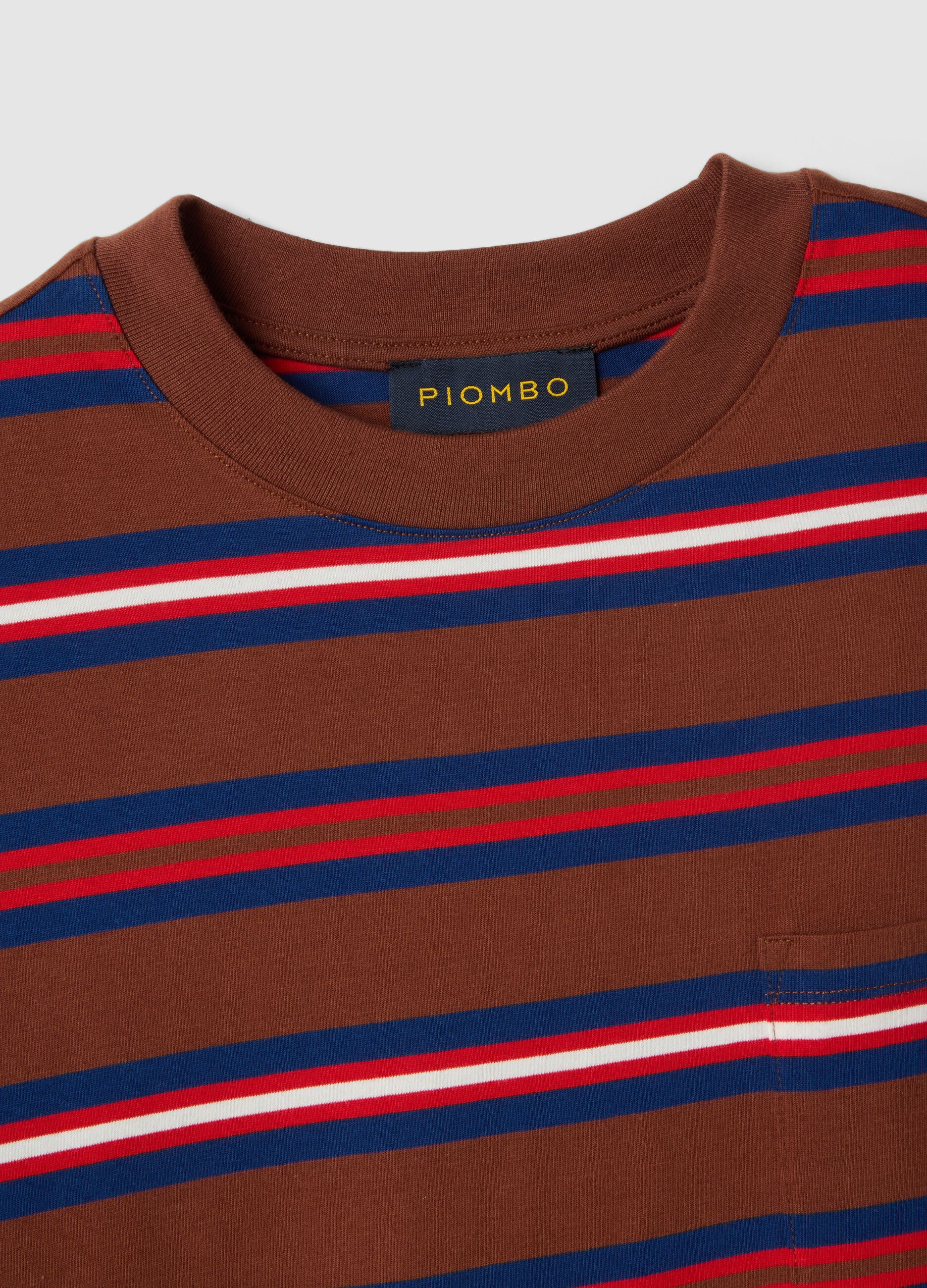 Multicolour striped pure cotton relaxed fit T-shirt