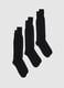 Three-pack long socks in pure black cotton regular fit_0